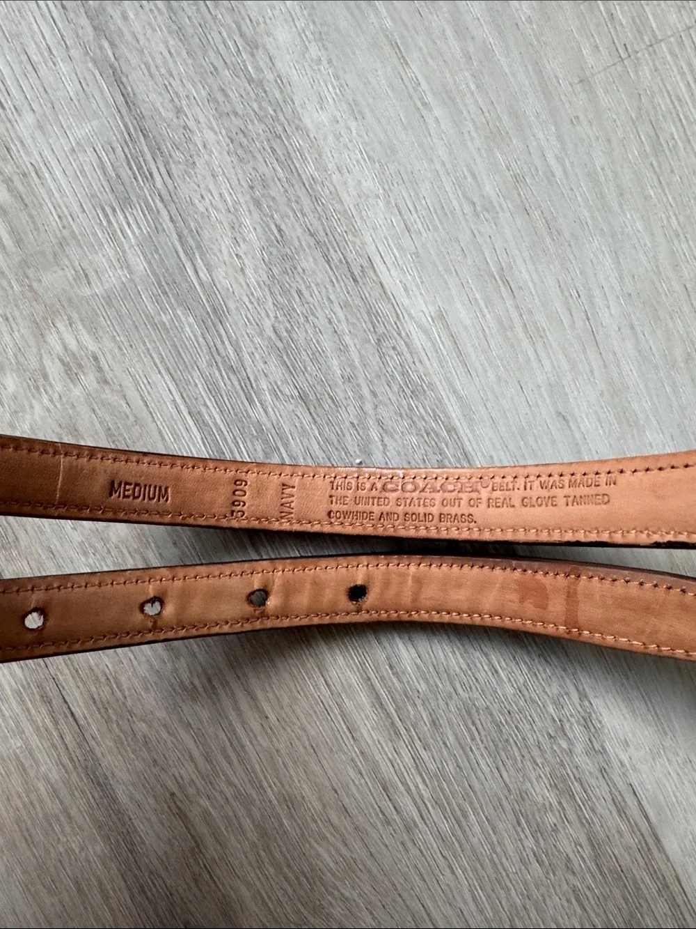 Coach navy Leather Belt with Gold Buckle